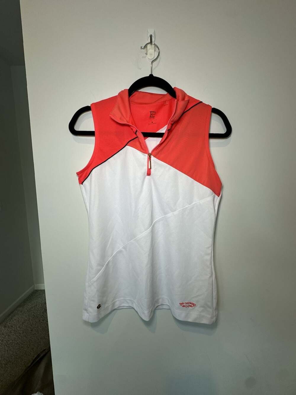 EP New York Sleeveless Color Blocked Zip Mock Golf Shirt Size M